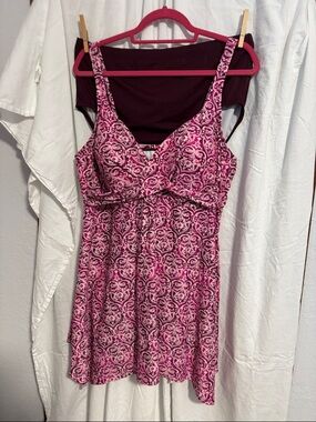 Pink Patterned Swim Dress